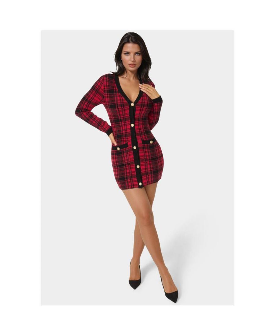 Женское клетчатое платье-кардиган Bebe, Red black
Женское клетчатое платье-кардиган Bebe, Red black