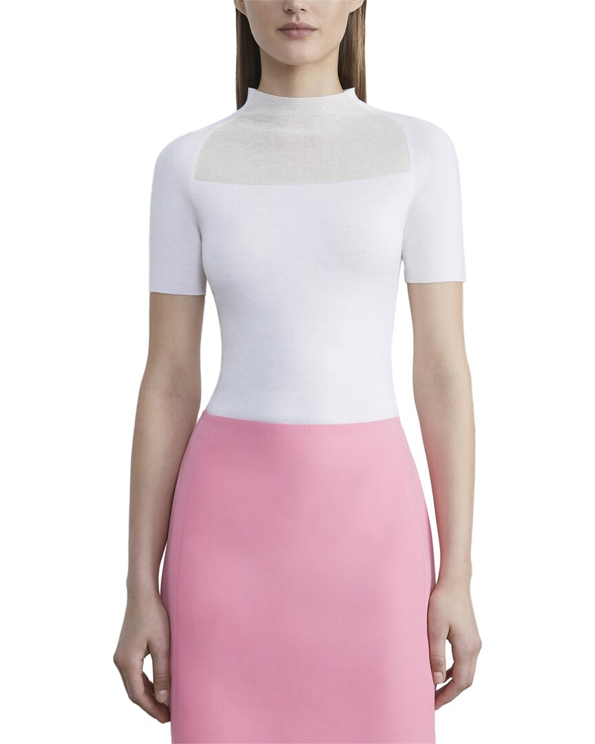 Лафайет 148 Нью-Йорк прозрачный свитер с регланными рукавами и ажурными вставками из шерсти Lafayette 148 New York, Cloud 
Лафайет 148 Нью-Йорк прозрачный свитер с регланными рукавами и ажурными вставками из шерсти Lafayette 148 New York, Cloud