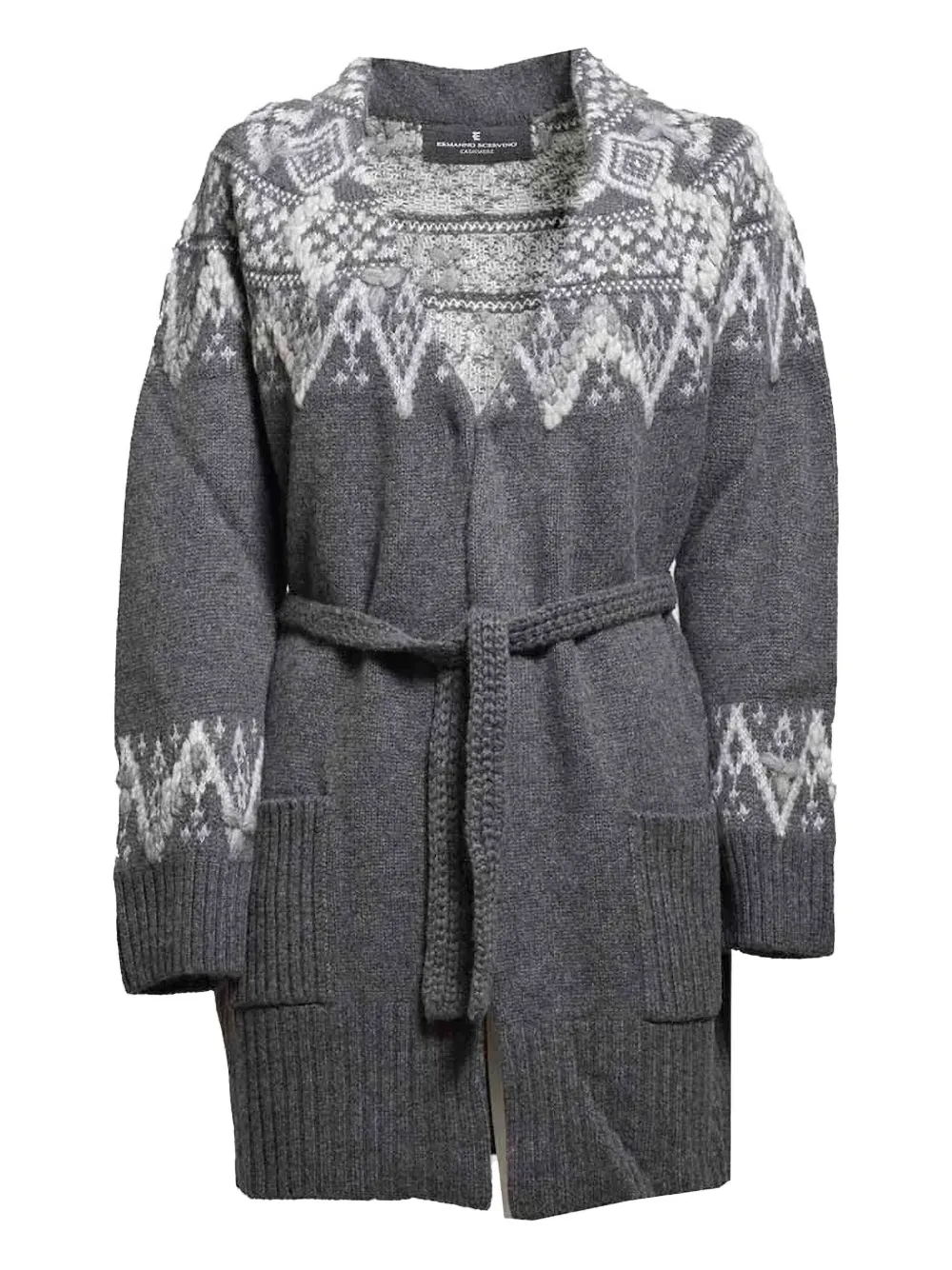 Кардиган с поясом и узором "фэйр-айл" Ermanno Scervino, серый
Кардиган с поясом и узором "фэйр-айл" Ermanno Scervino, серый