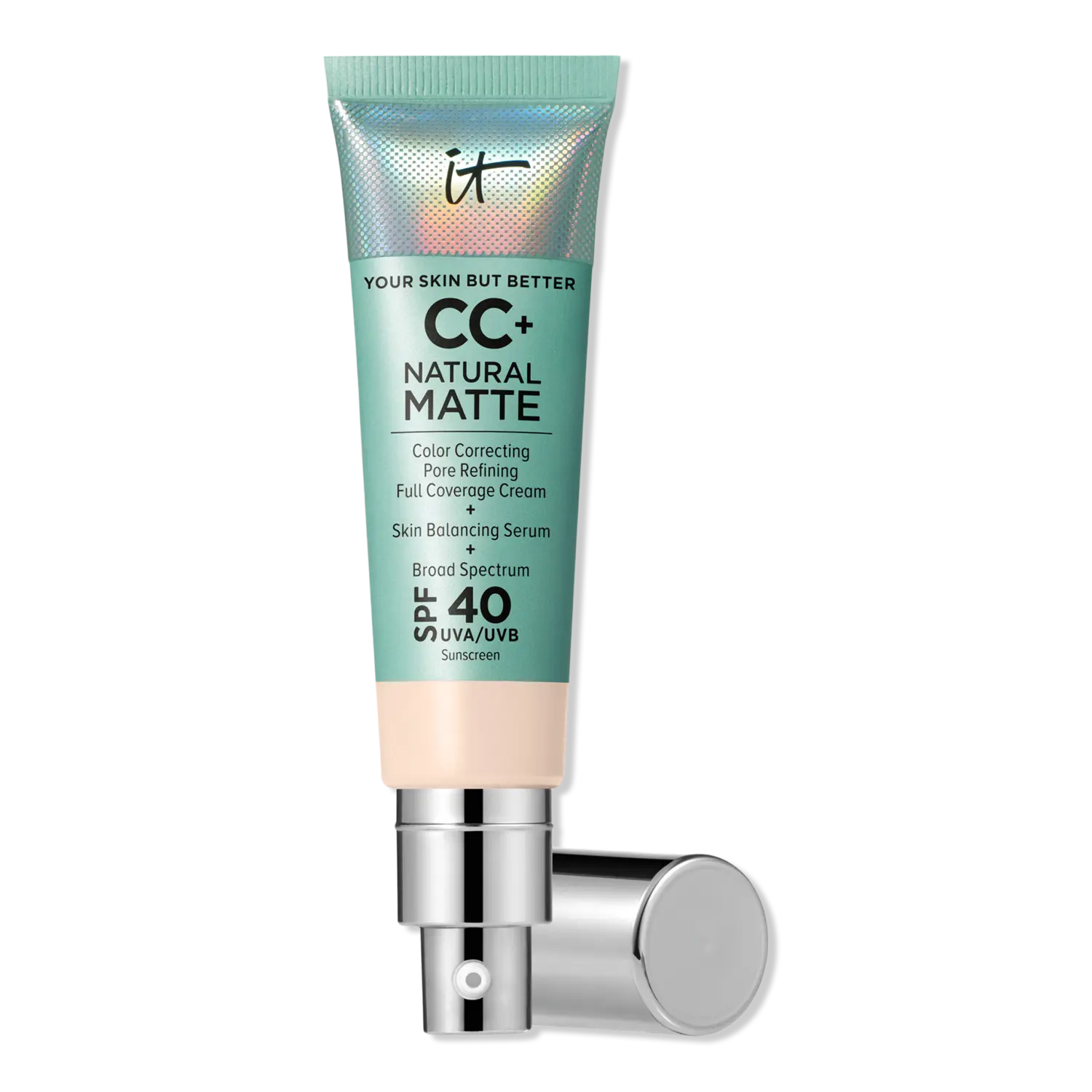 CC+ кремовая натуральная матирующая тональная основа с SPF 40 IT Cosmetics, Fair Porcelain
CC+ кремовая натуральная матирующая тональная основа с SPF 40 IT Cosmetics, Fair Porcelain