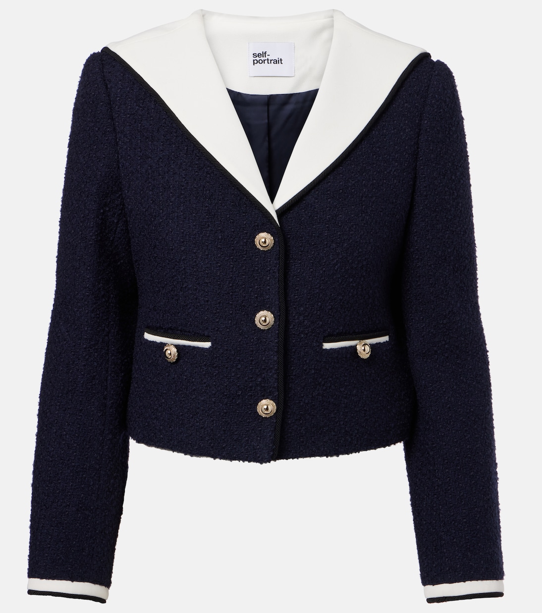 Жакет из букле Self-Portrait, синий 
Жакет из букле Self-Portrait, синий