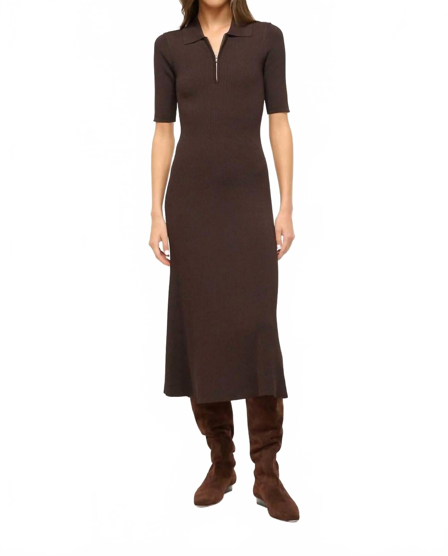 STAUD Платье-миди Roland цвета земли
STAUD Платье-миди Roland цвета земли