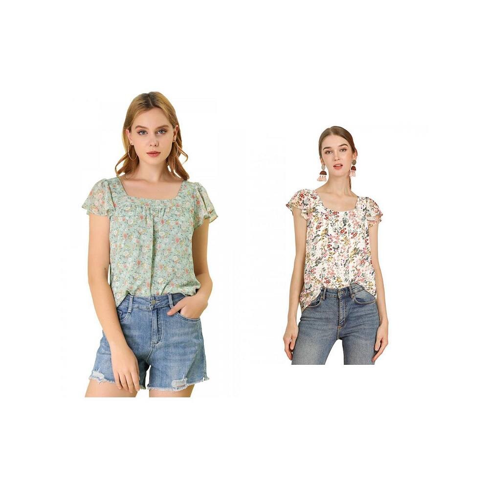 2 упаковки женских шифоновых блузок с рюшами и рукавами в винтажном стиле, многослойные блузки с цветочным принтом, топы ALLEGRA K, цвет White Green
2 упаковки женских шифоновых блузок с рюшами и рукавами в винтажном стиле, многослойные блузки с цветочным принтом, топы ALLEGRA K, цвет White Green