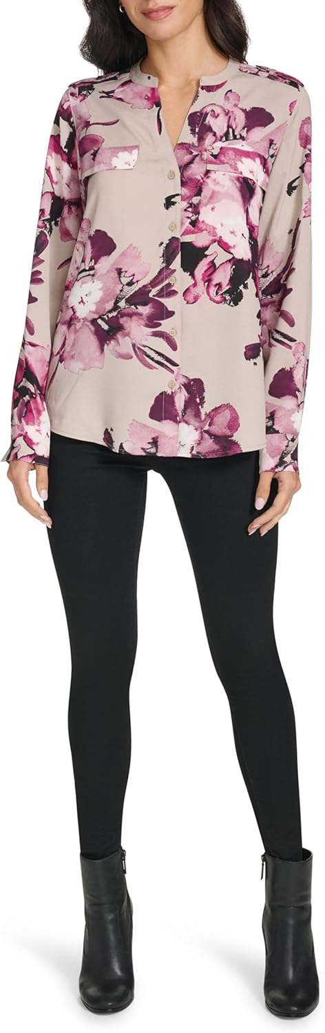 Женская блузка Calvin Klein с длинным рукавом, отложным воротником и пуговицами спереди, Oyster Multi
Женская блузка Calvin Klein с длинным рукавом, отложным воротником и пуговицами спереди, Oyster Multi