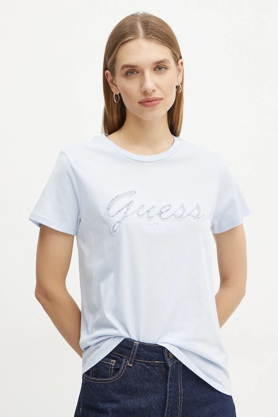 Хлопковая футболка Guess, синий
Хлопковая футболка Guess, синий