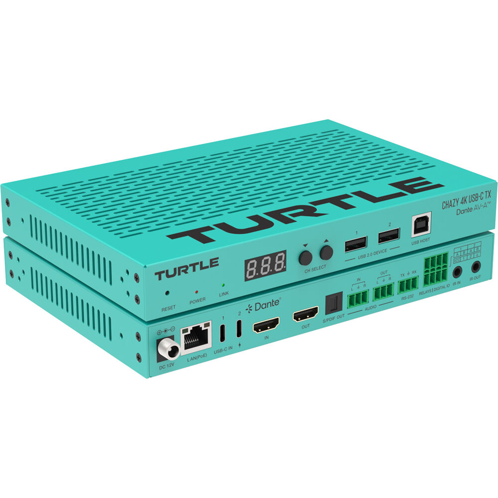 Turtle AV Chazy 4K TX Dante AV-A Кодер USB-C/HDMI
Turtle AV Chazy 4K TX Dante AV-A Кодер USB-C/HDMI