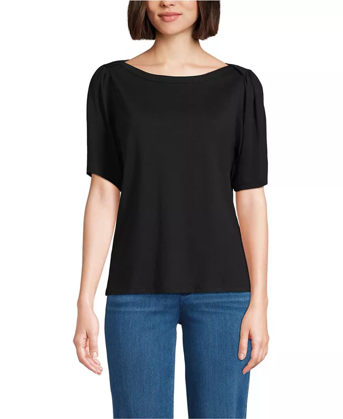 Женская футболка Supima Cotton с рукавами до локтя и вырезом-лодочкой Lands' End, черный
Женская футболка Supima Cotton с рукавами до локтя и вырезом-лодочкой Lands' End, черный