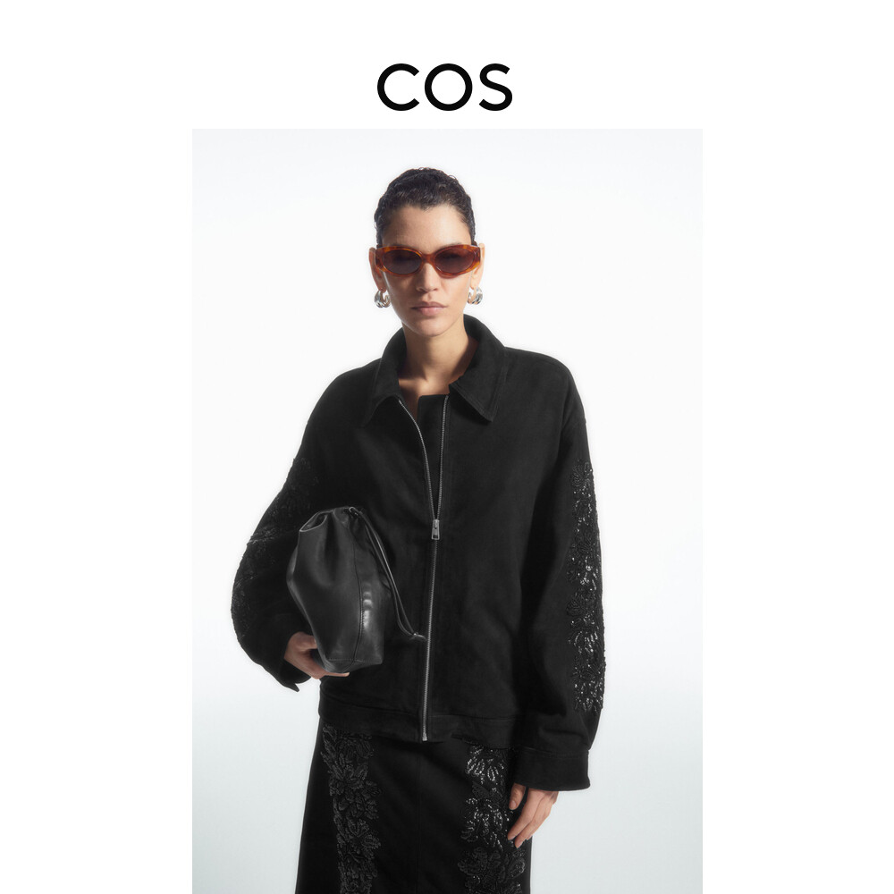 Кожаная куртка Cos на молнии с вышивкой, черный
Кожаная куртка Cos на молнии с вышивкой, черный