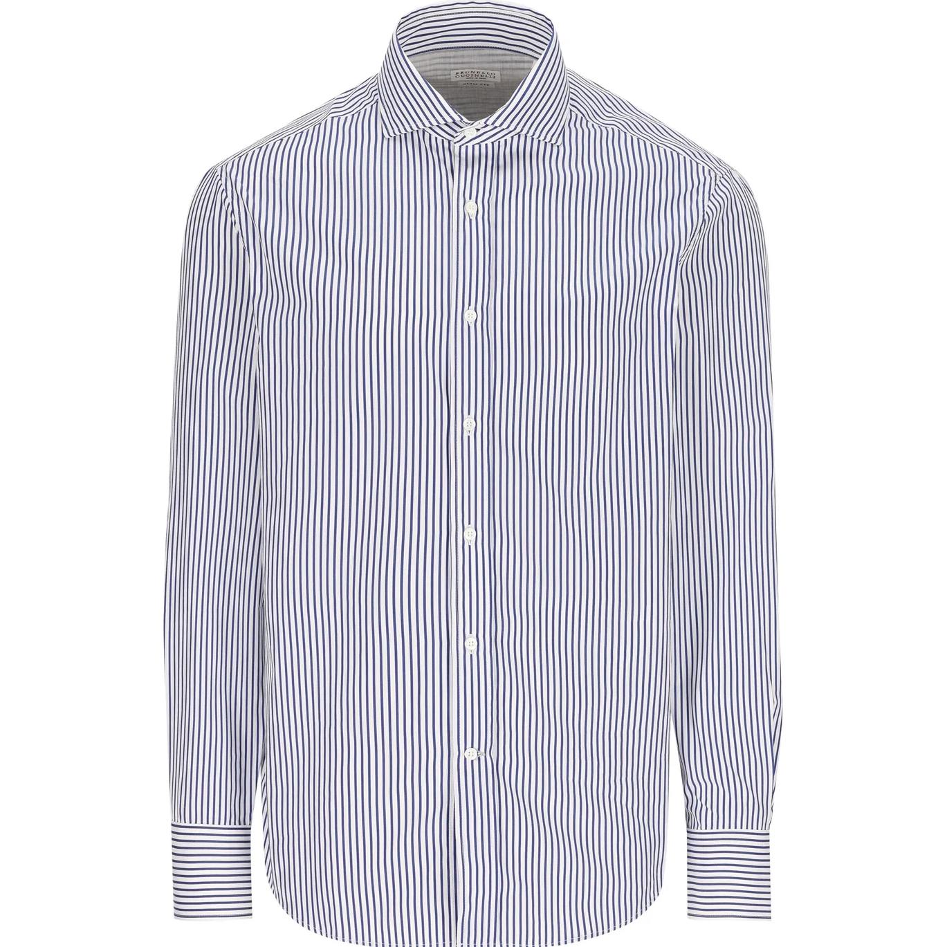 Рубашка в полоску Slim Fit из поплина Brunello Cucinelli, светло-голубой
Рубашка в полоску Slim Fit из поплина Brunello Cucinelli, светло-голубой