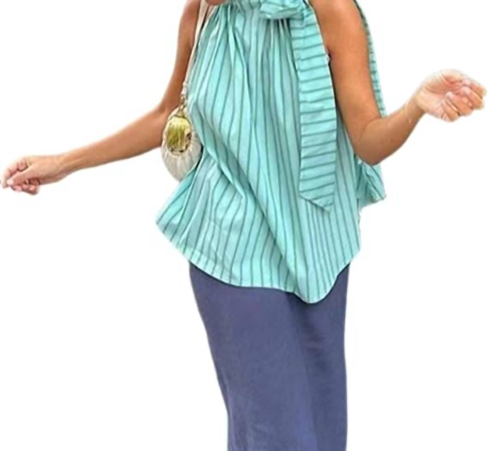 Без рукавов, полосатый топ с завязками зеленого цвета Mayah Overseas
Без рукавов, полосатый топ с завязками зеленого цвета Mayah Overseas