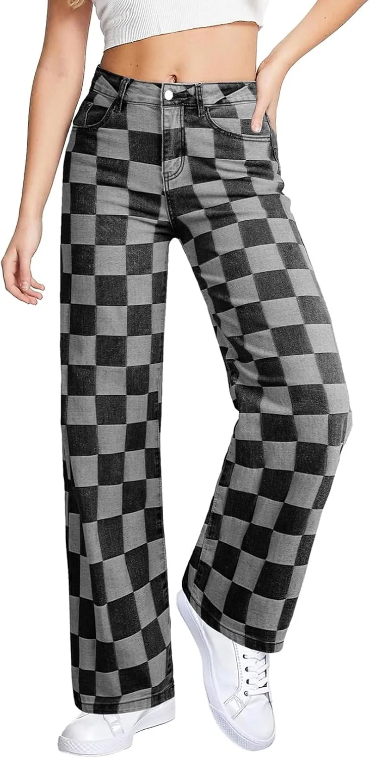 Sidefeel Женские джинсы Wide Leg High Waisted Stretchy Straight Leg в клетку
Sidefeel Женские джинсы Wide Leg High Waisted Stretchy Straight Leg в клетку