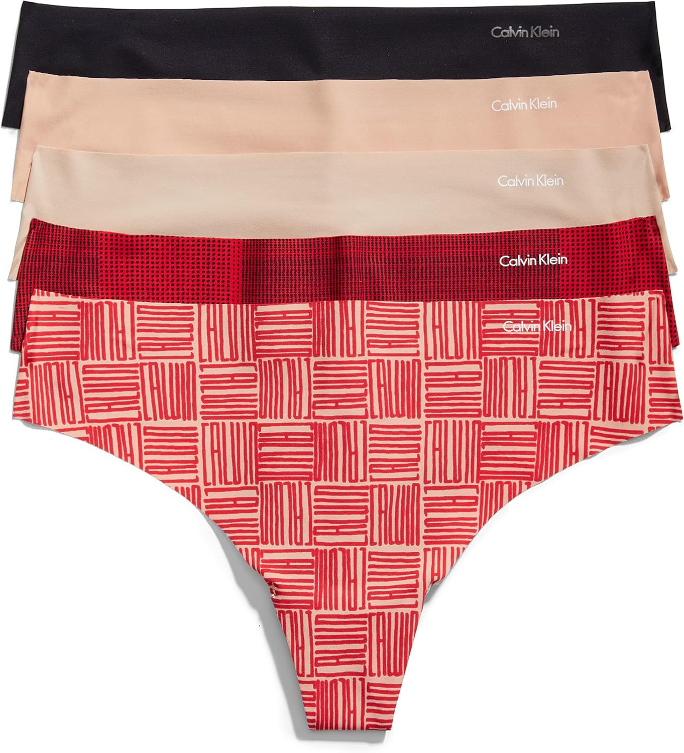 Женские бесшовные трусики-стринги Calvin Klein Invisibles, 5 шт., Logo Gentle/Clay/Cedar/Plaid Dots Exact/Black
Женские бесшовные трусики-стринги Calvin Klein Invisibles, 5 шт., Logo Gentle/Clay/Cedar/Plaid Dots Exact/Black