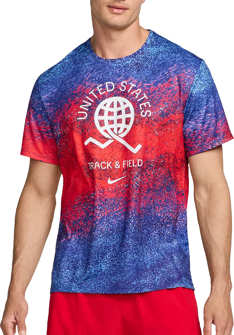 Мужская беговая футболка с принтом Nike Dri-FIT USA Miler, цвет Bright Crimson
Мужская беговая футболка с принтом Nike Dri-FIT USA Miler, цвет Bright Crimson