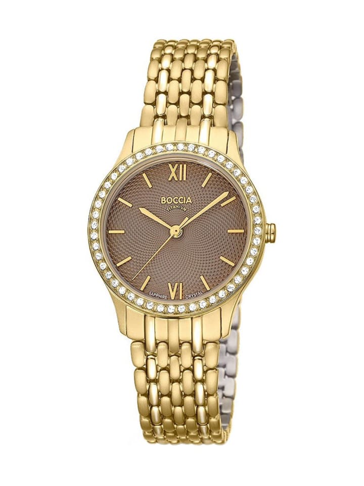 Boccia Женские титановые часы с сапфировым стеклом, золотисто-коричневые
Boccia Женские титановые часы с сапфировым стеклом, золотисто-коричневые