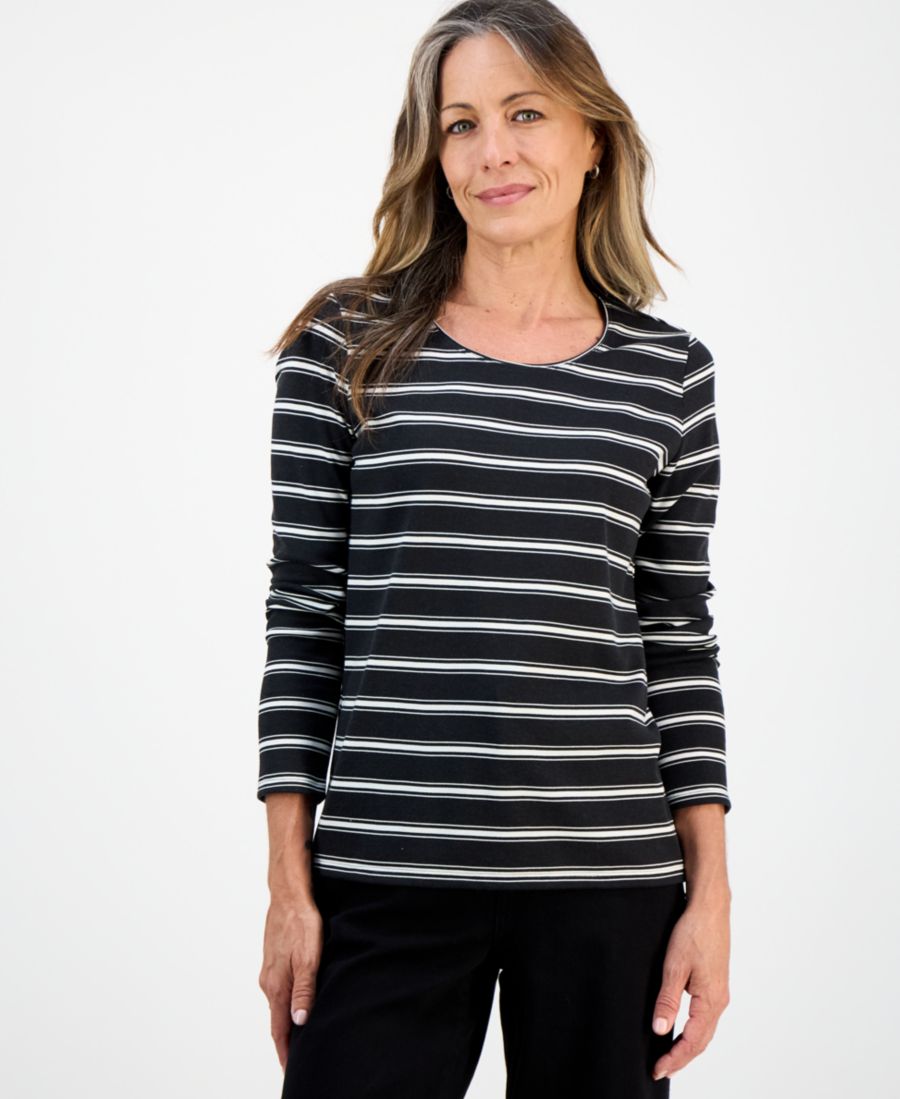 Укороченный топ с длинными рукавами и принтом Style & Co, Black Stripe Combo
Укороченный топ с длинными рукавами и принтом Style & Co, Black Stripe Combo