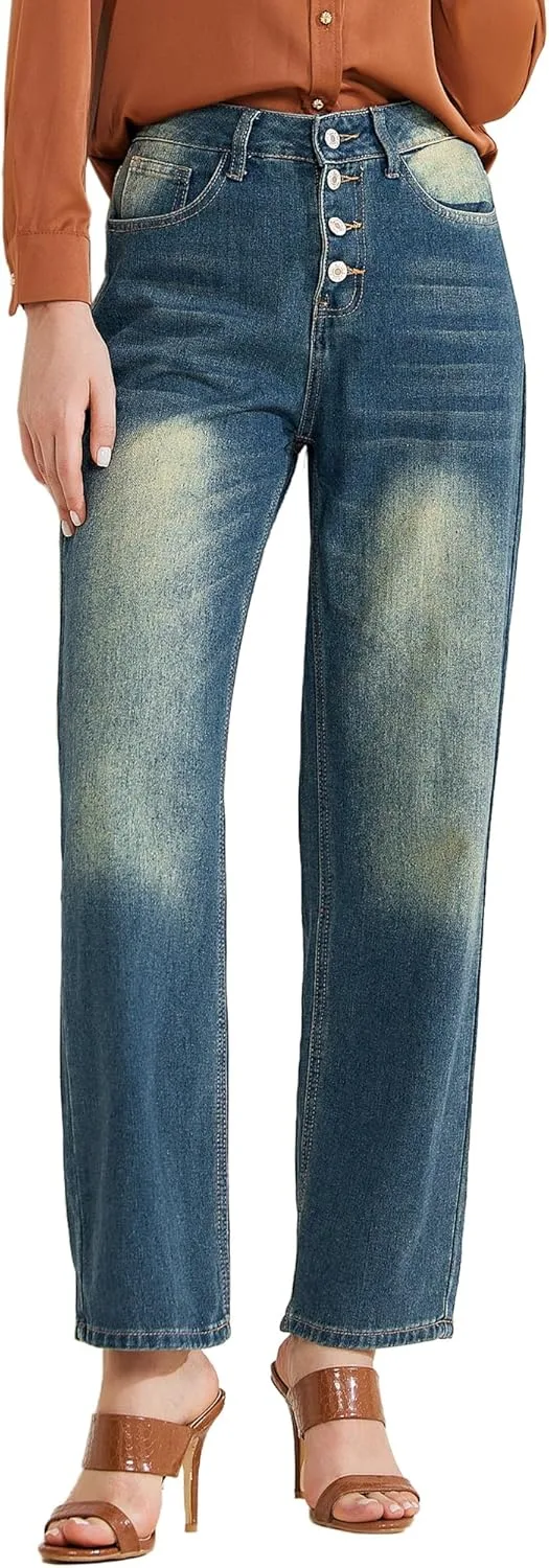 Allegra K женские джинсы wide leg high waisted straight leg с карманом
Allegra K женские джинсы wide leg high waisted straight leg с карманом