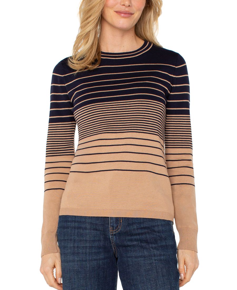 Женский свитер с длинными рукавами и круглым вырезом Liverpool Los Angeles, Navy/tan Varigated Stripe
Женский свитер с длинными рукавами и круглым вырезом Liverpool Los Angeles, Navy/tan Varigated Stripe