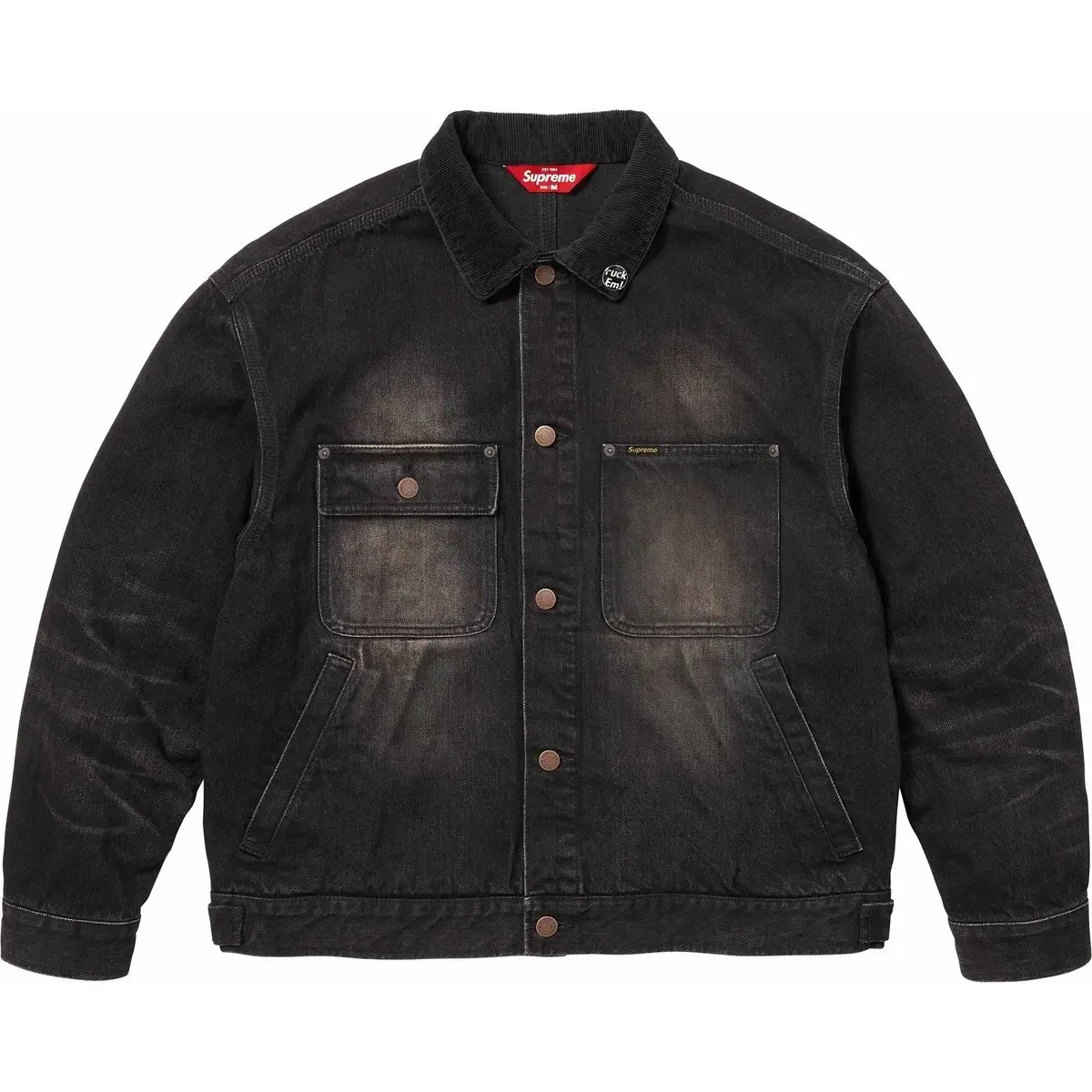 Supreme Фирменная потертая куртка тракер унисекс, Washed Black/Washed Black
Supreme Фирменная потертая куртка тракер унисекс, Washed Black/Washed Black