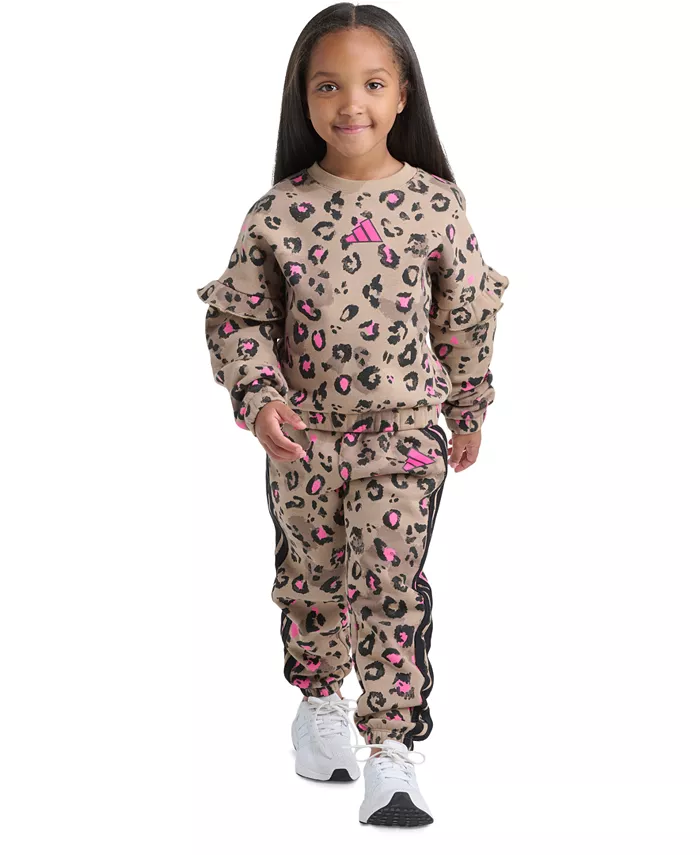 Детский комплект для девочек: толстовка с принтом и рукавами-крылышками + брюки-джоггеры с принтом и эластичным поясом, 2 предмета adidas, коричневый
Детский комплект для девочек: толстовка с принтом и рукавами-крылышками + брюки-джоггеры с принтом и эластичным поясом, 2 предмета adidas, коричневый
