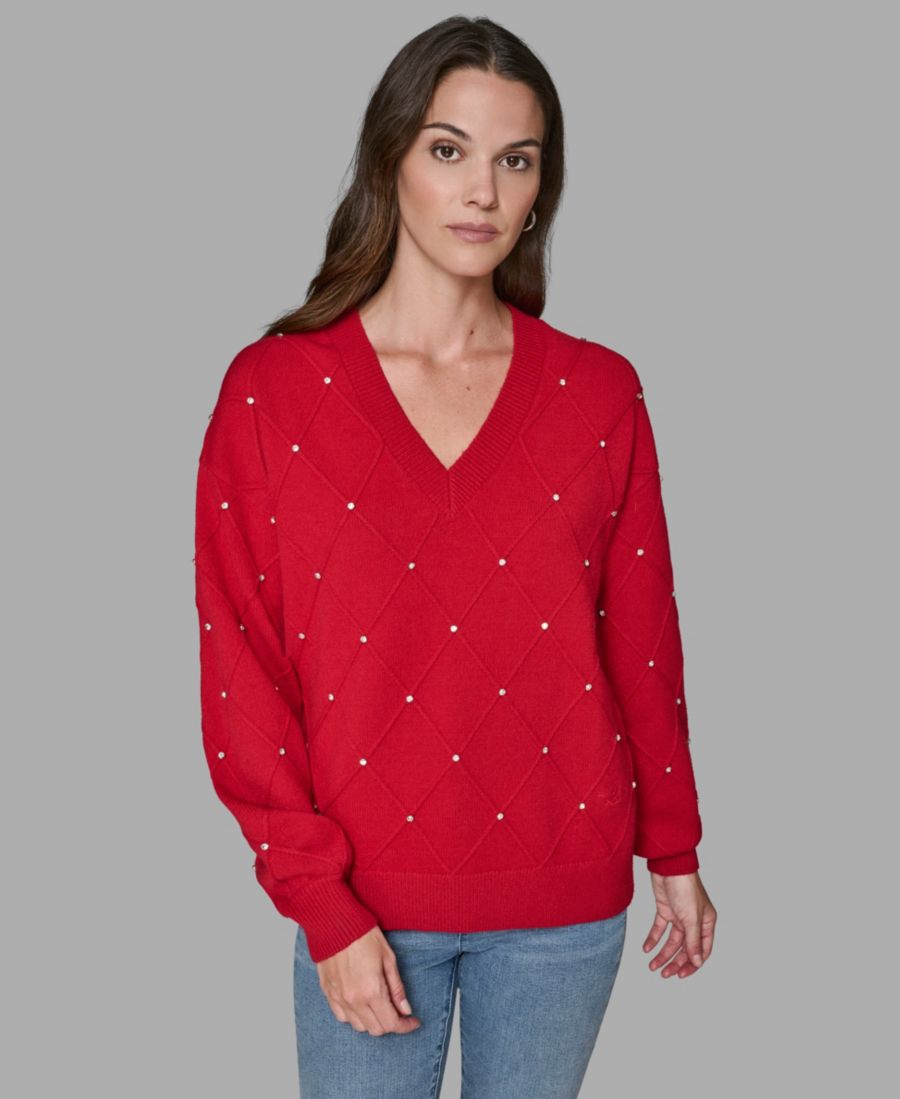 Свитер с V-образным вырезом и ромбовидным узором KARL LAGERFELD PARIS, Admiral Red
Свитер с V-образным вырезом и ромбовидным узором KARL LAGERFELD PARIS, Admiral Red