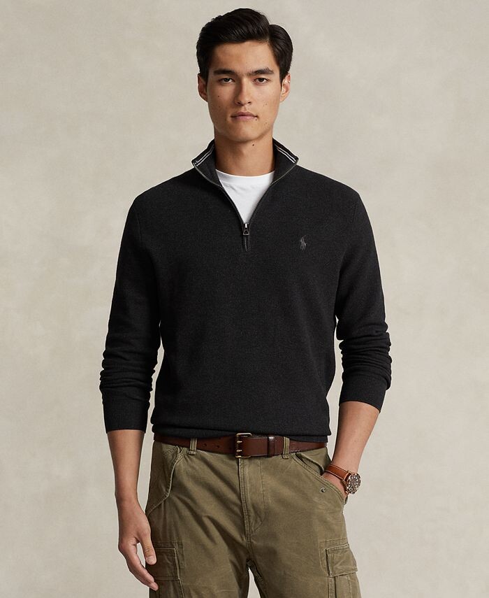 Мужской хлопковый свитер сетчатой вязки с молнией на четверть Polo Ralph Lauren, серый
Мужской хлопковый свитер сетчатой вязки с молнией на четверть Polo Ralph Lauren, серый