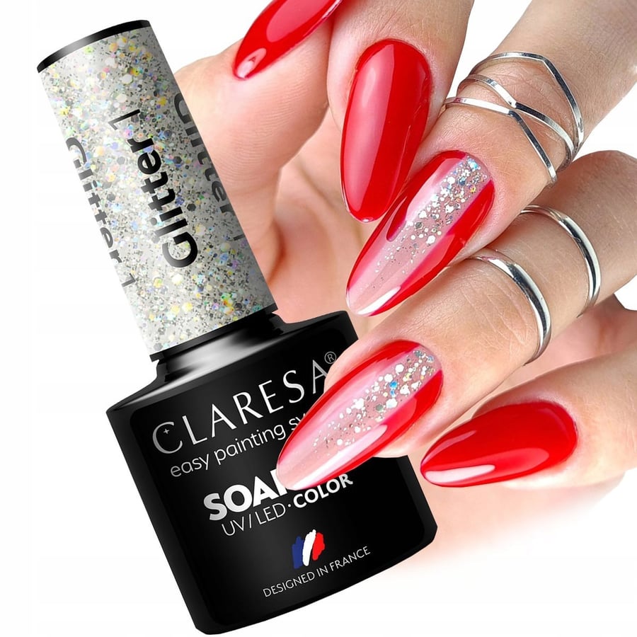 Claresa Glitter 1 Гибридный лак для ногтей с блестками, серебристый глиттер Puderek
Claresa Glitter 1 Гибридный лак для ногтей с блестками, серебристый глиттер Puderek