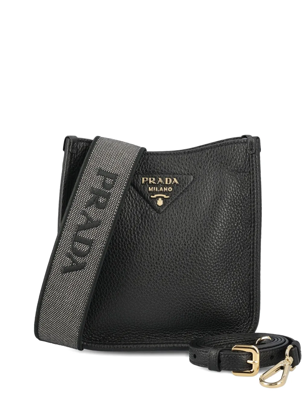 Кожаная сумка на плечо с логотипом Prada, черный
Кожаная сумка на плечо с логотипом Prada, черный