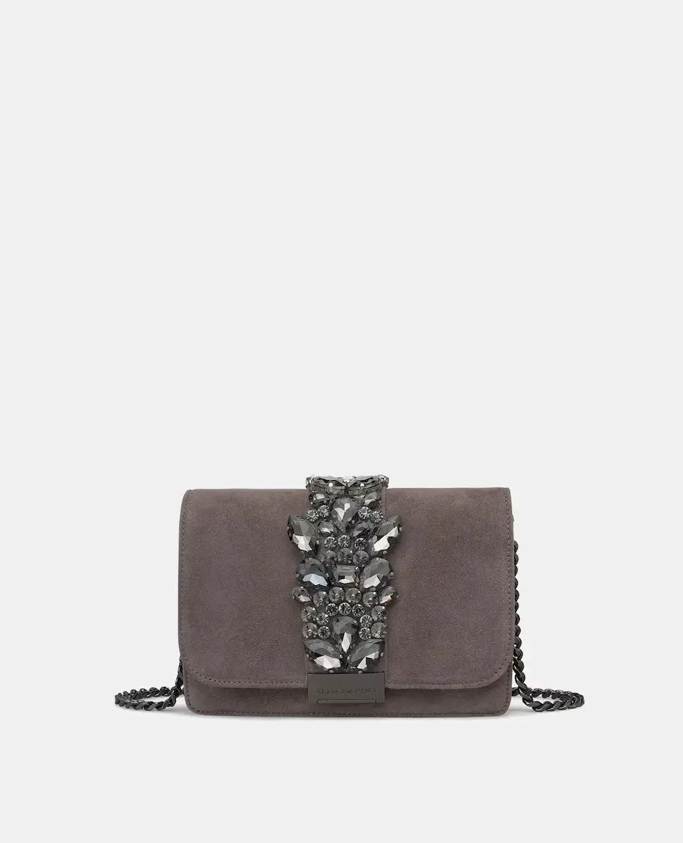 Женская сумка через плечо из замши с полоской из стразов на клапане Alma en Pena, серый
Женская сумка через плечо из замши с полоской из стразов на клапане Alma en Pena, серый