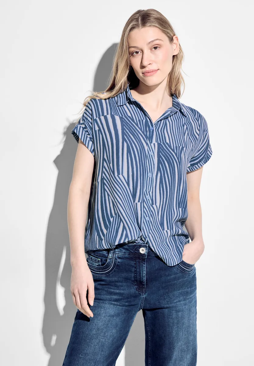 Блузка Cecil с короткими рукавами и планкой на пуговицах, голубой
Блузка Cecil с короткими рукавами и планкой на пуговицах, голубой