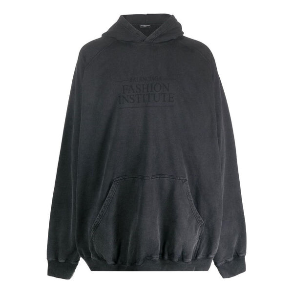 Толстовка fashion institute oversized hoodie 'washed black' Balenciaga, черный 
Толстовка fashion institute oversized hoodie 'washed black' Balenciaga, черный