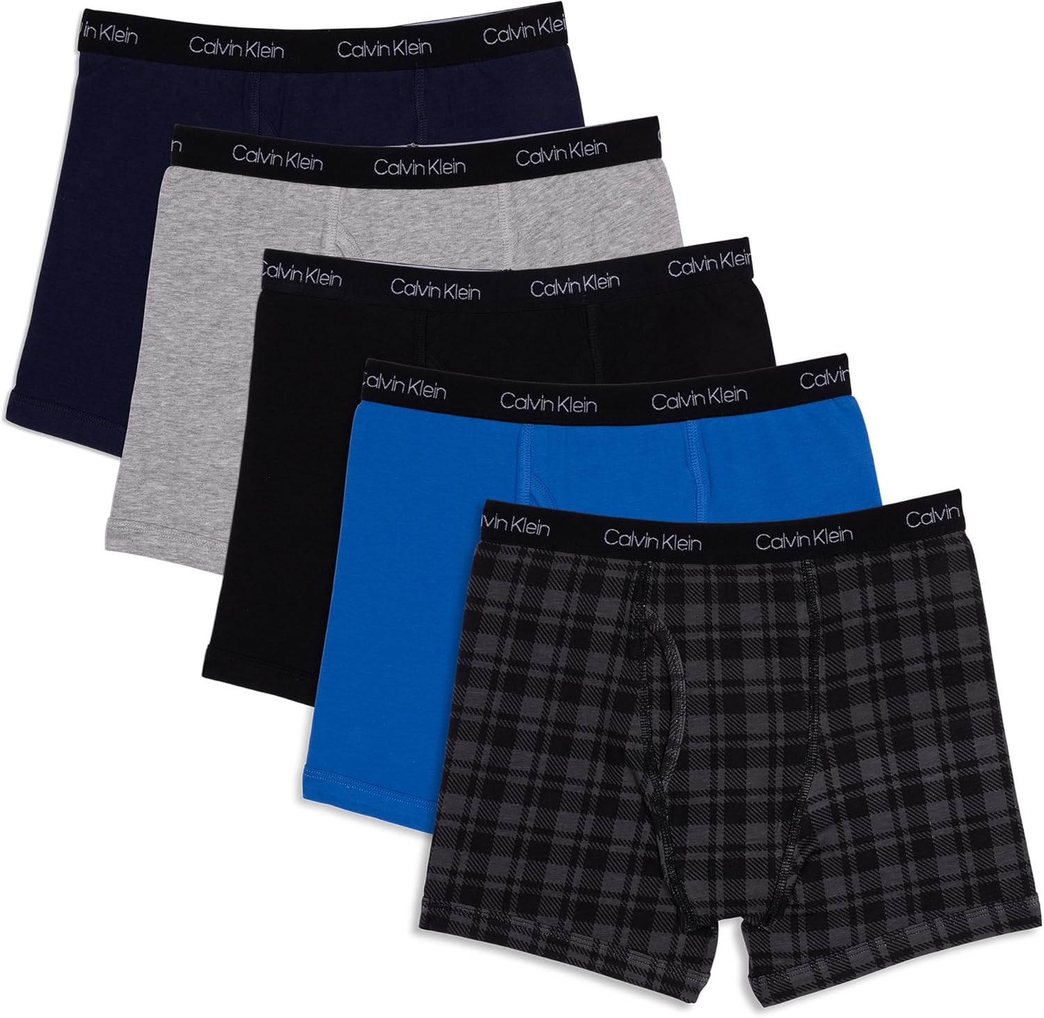 Комплект из 5 трусов-боксеров Calvin Klein для мальчиков, Gray Plaid/Victoria Blue/Black/Heather Gray/Black Iris
Комплект из 5 трусов-боксеров Calvin Klein для мальчиков, Gray Plaid/Victoria Blue/Black/Heather Gray/Black Iris
