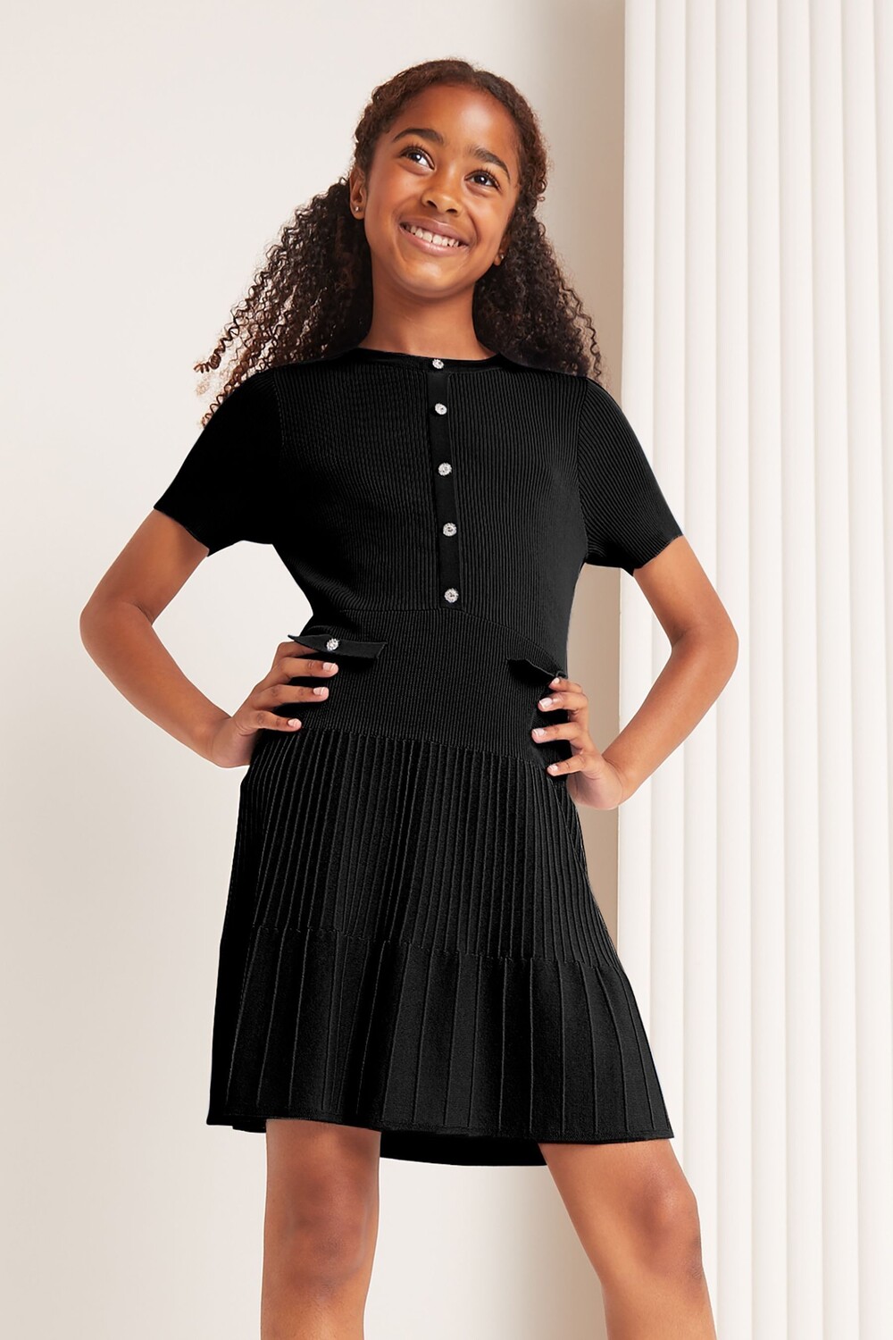 Вязаное мини платье (5 16 лет) Lipsy, черный