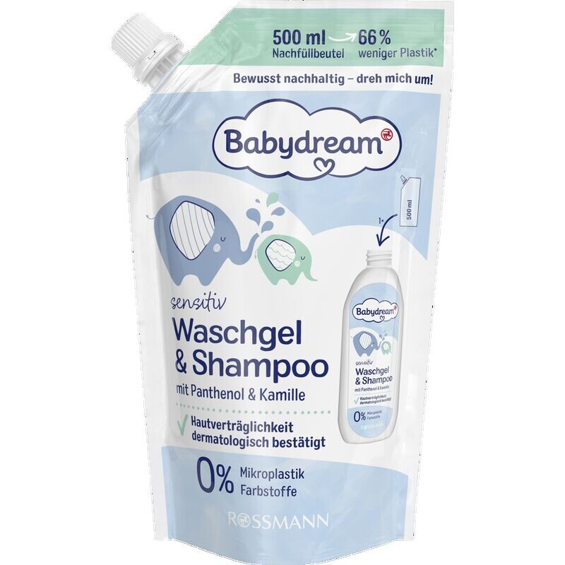 Запасной пакетик для геля для стирки и шампуня для чувствительной кожи Babydream, 500 ml
Запасной пакетик для геля для стирки и шампуня для чувствительной кожи Babydream, 500 ml