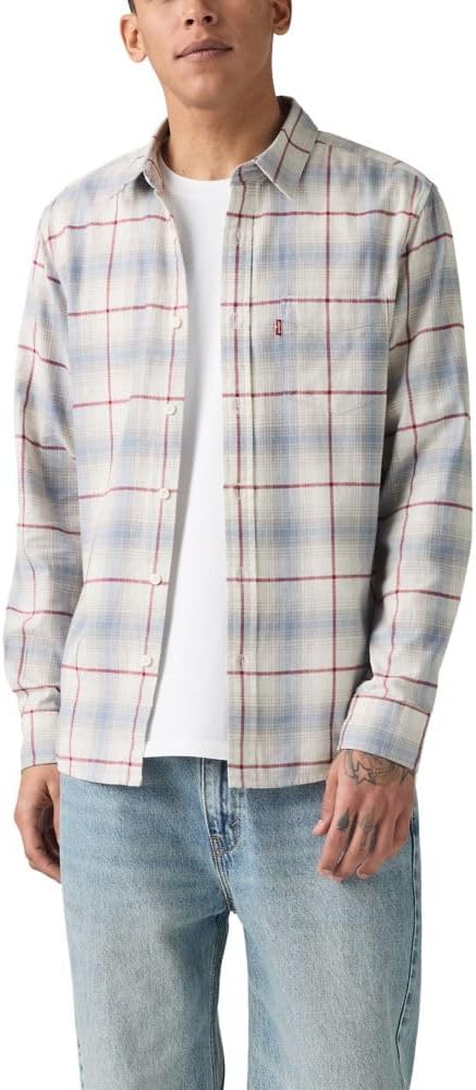 Мужская классическая рубашка Levi's с одним карманом и длинным рукавом на пуговицах, (New) Huxley Plaid Silver Birch Flannel
Мужская классическая рубашка Levi's с одним карманом и длинным рукавом на пуговицах, (New) Huxley Plaid Silver Birch Flannel