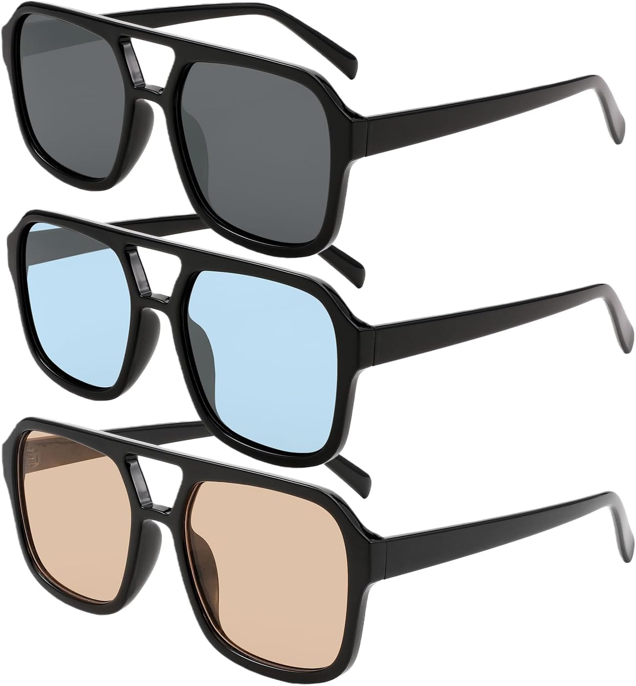 Солнцезащитные очки Karsaer Vision Retro Aviator в классической винтажной квадратной оправе в стиле 70-х годов с двойной перемычкой, Gray Lens + Blue Lens + Light Brown Lens
Солнцезащитные очки Karsaer Vision Retro Aviator в классической винтажной квадратной оправе в стиле 70-х годов с двойной перемычкой, Gray Lens + Blue Lens + Light Brown Lens