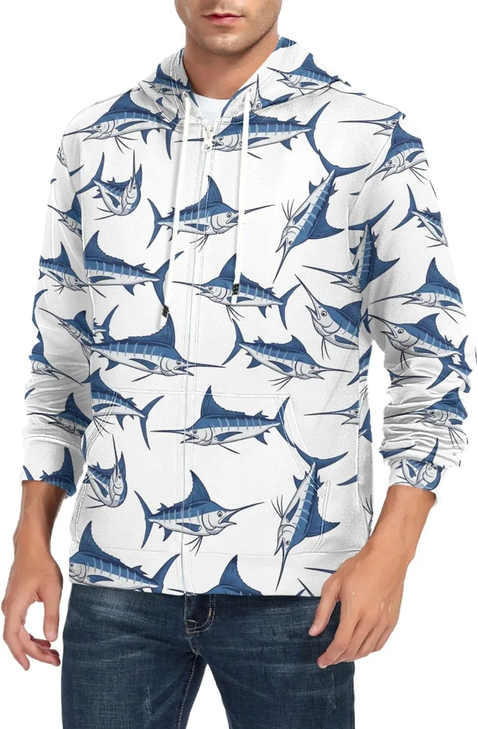 Мужской худи на молнии с принтом марлина и карманом CUPADA
Мужской худи на молнии с принтом марлина и карманом CUPADA