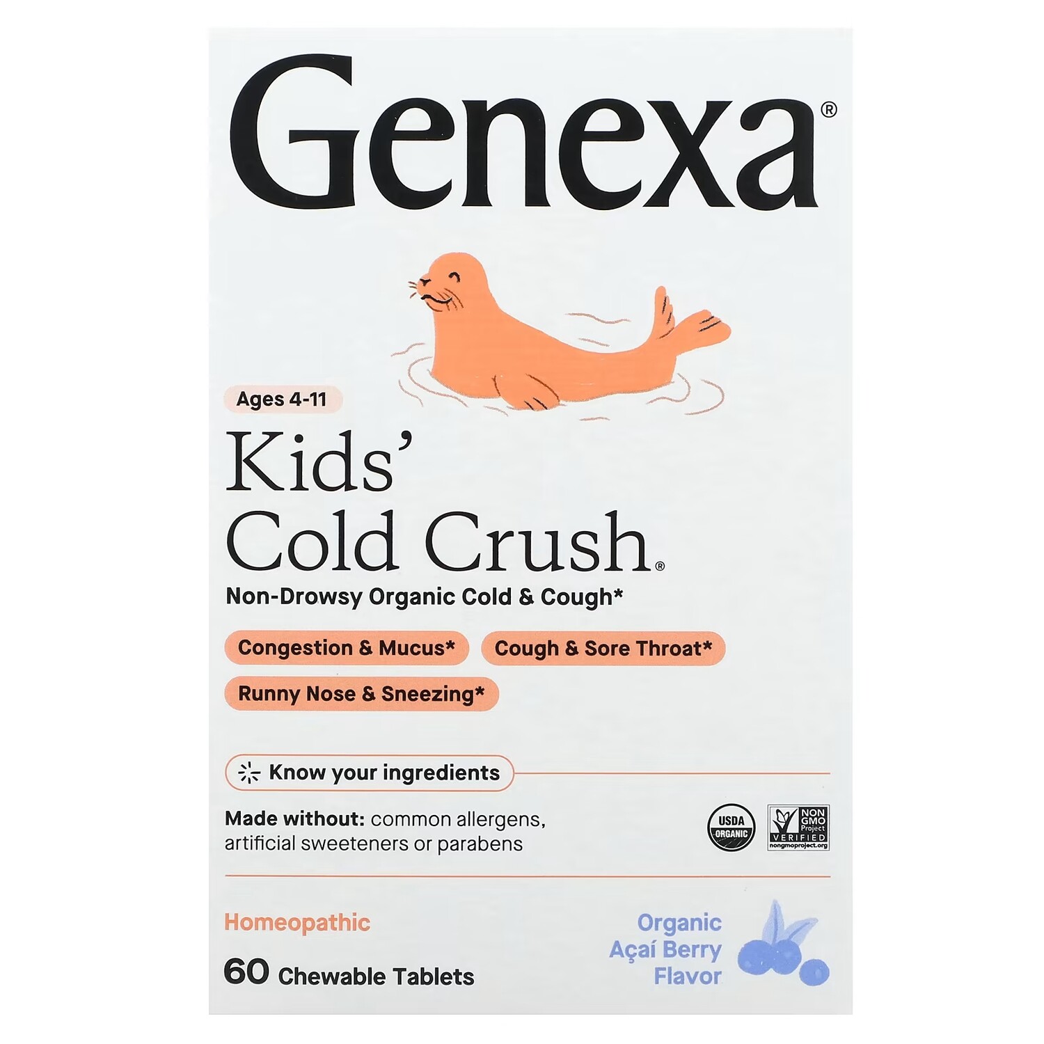 Средство Genexa LLC Kids´ Cold Crush для детей от 4 до 11 лет, органические ягоды асаи, 60 жевательных таблеток
Средство Genexa LLC Kids´ Cold Crush для детей от 4 до 11 лет, органические ягоды асаи, 60 жевательных таблеток