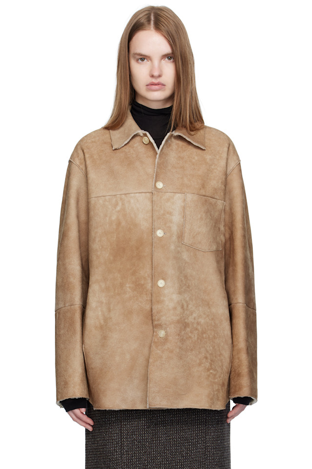 Рубашка-Куртка из овчины мериносовой овчины Auralee, бежевый
Рубашка-Куртка из овчины мериносовой овчины Auralee, бежевый