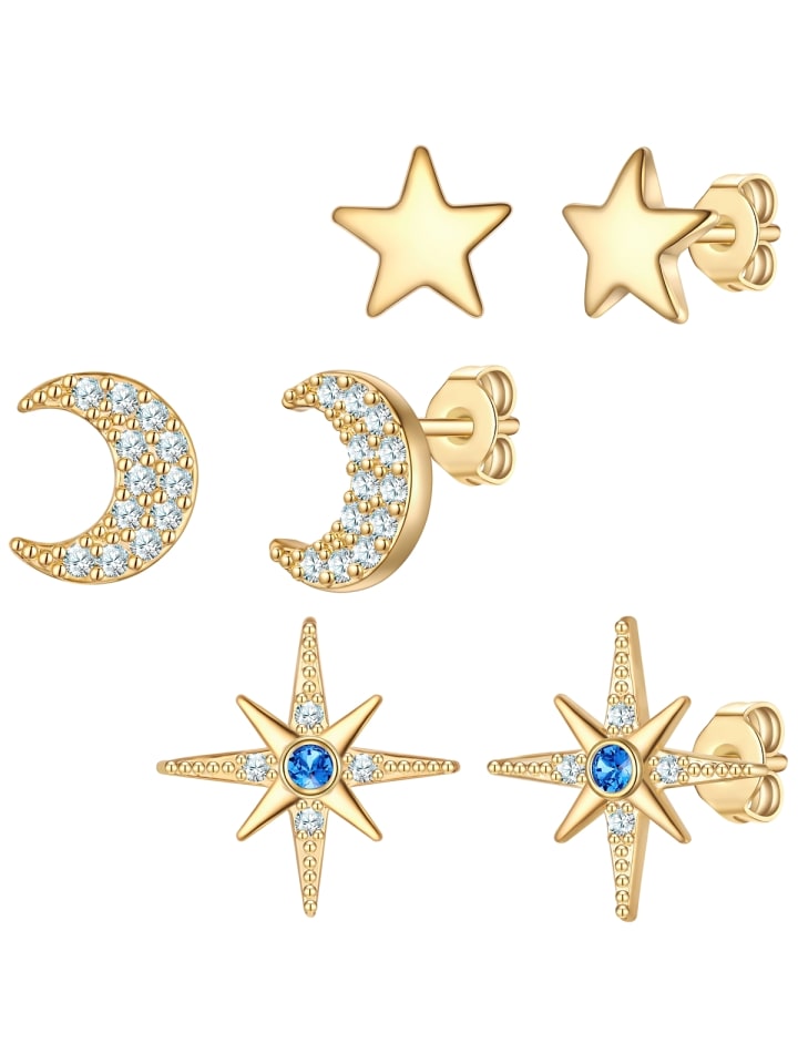 Yokoamii Комплект (3 серьги) «Луна/Звезды» из латуни с кубическим цирконием в оправе из желтого золота
Yokoamii Комплект (3 серьги) «Луна/Звезды» из латуни с кубическим цирконием в оправе из желтого золота