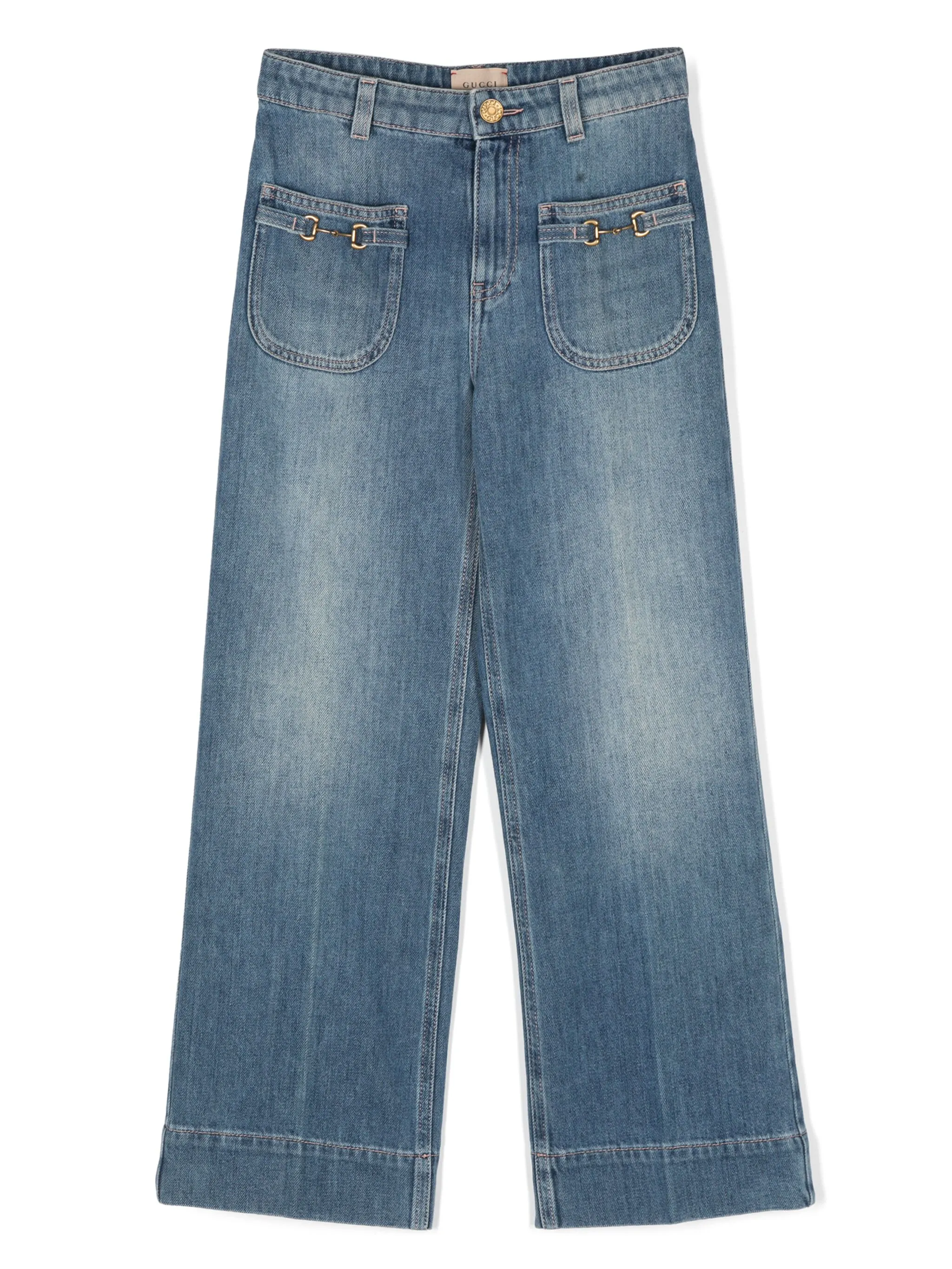 Джинсы с пряжками Horsebit Gucci Kids, синий
Джинсы с пряжками Horsebit Gucci Kids, синий