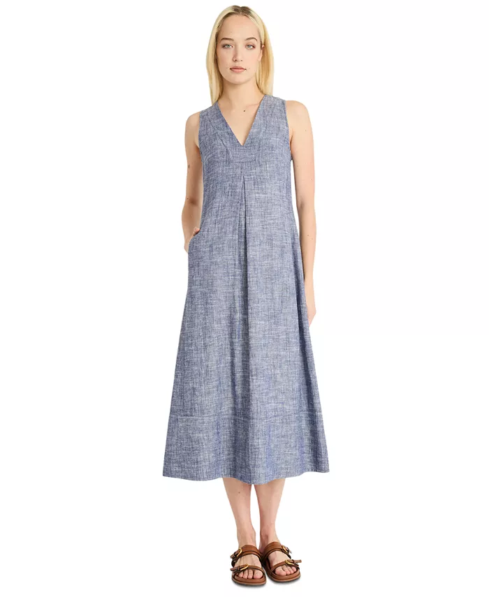 Женское миди-платье без рукавов с V-образным вырезом Luxely, синий 
Женское миди-платье без рукавов с V-образным вырезом Luxely, синий