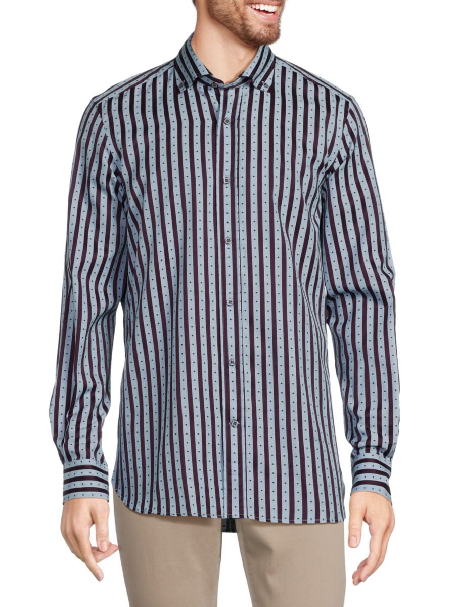 Классическая атласная рубашка в полоску и горошек Brandolini, фиолетовый
Классическая атласная рубашка в полоску и горошек Brandolini, фиолетовый