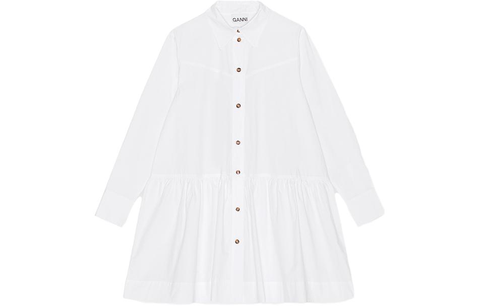 Мини-платье-рубашка с декоративными швами GANNI, белый
Мини-платье-рубашка с декоративными швами GANNI, белый