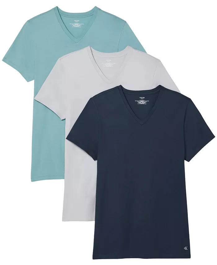 Комплект из 3 классических мужских хлопковых футболок с V-образным вырезом Calvin Klein, мультиколор 
Комплект из 3 классических мужских хлопковых футболок с V-образным вырезом Calvin Klein, мультиколор