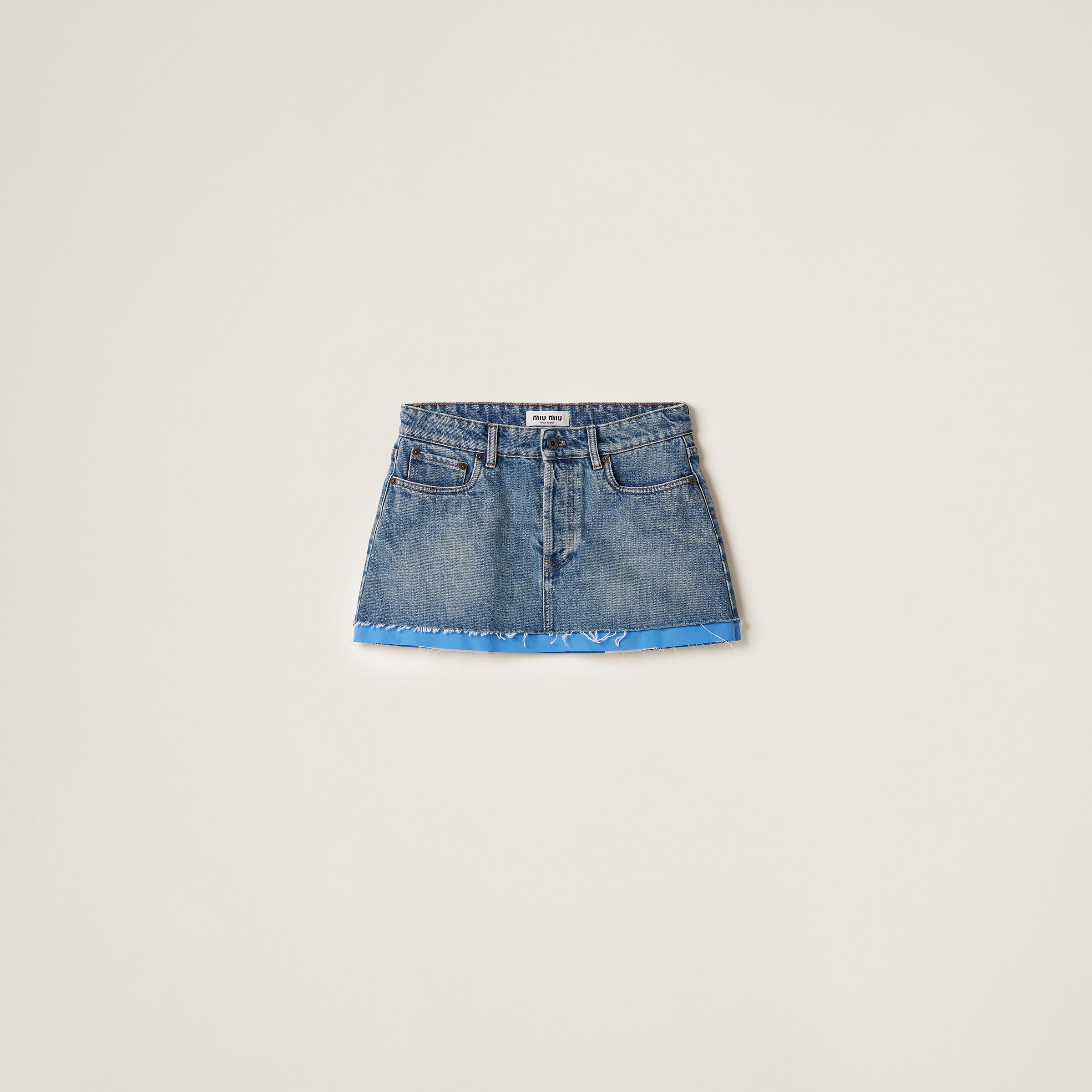 Мини-юбка из денима и поплина MIU MIU, сапфирово-синий
Мини-юбка из денима и поплина MIU MIU, сапфирово-синий