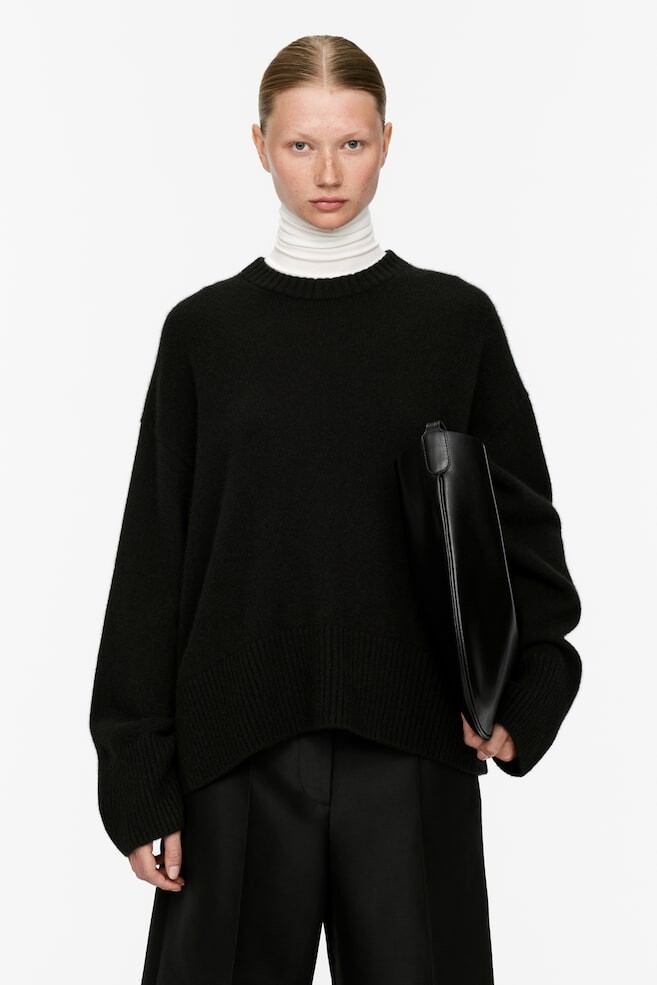 Повседневный свитер из кашемира и шерсти Arket, черный
Повседневный свитер из кашемира и шерсти Arket, черный