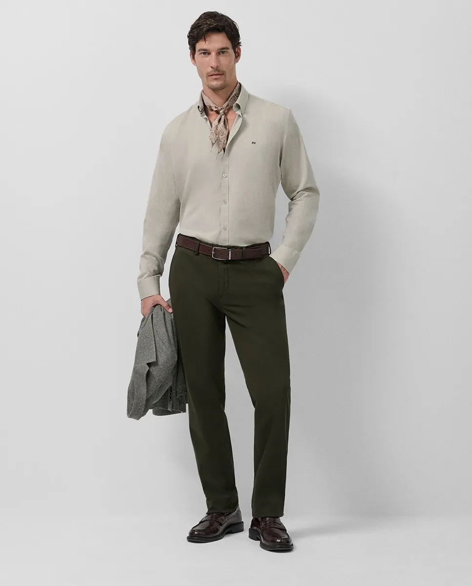 Мужская рубашка регулярного кроя из окрашенного хлопка Roberto Verino, хаки
Мужская рубашка регулярного кроя из окрашенного хлопка Roberto Verino, хаки