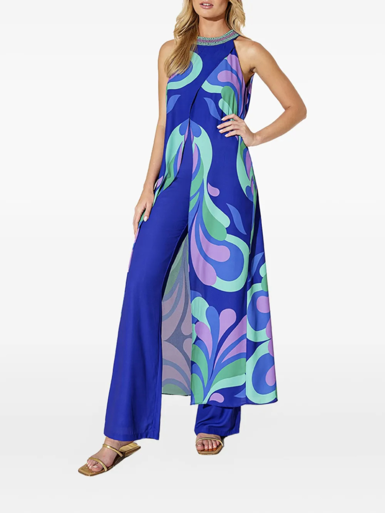 Платье Allure с принтом в виде бисерного выреза, синий
Платье Allure с принтом в виде бисерного выреза, синий