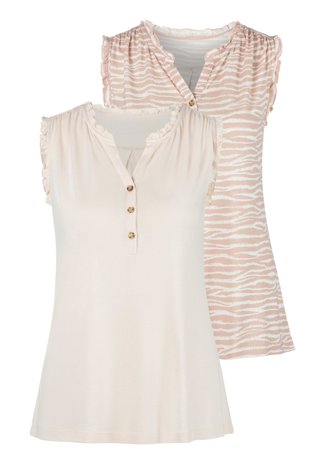 Топ LASCANA Rüschen, цвет rosé-bedruckt, beige-uni
Топ LASCANA Rüschen, цвет rosé-bedruckt, beige-uni