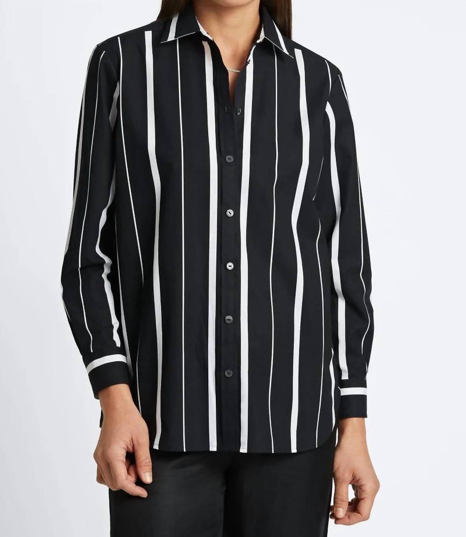 Футболка Boyfriend No Iron в черно-белую полоску Foxcroft
Футболка Boyfriend No Iron в черно-белую полоску Foxcroft